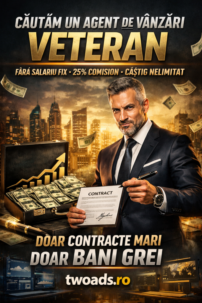 🔥 CĂUTĂM UN AGENT DE VÂNZĂRI VETERAN